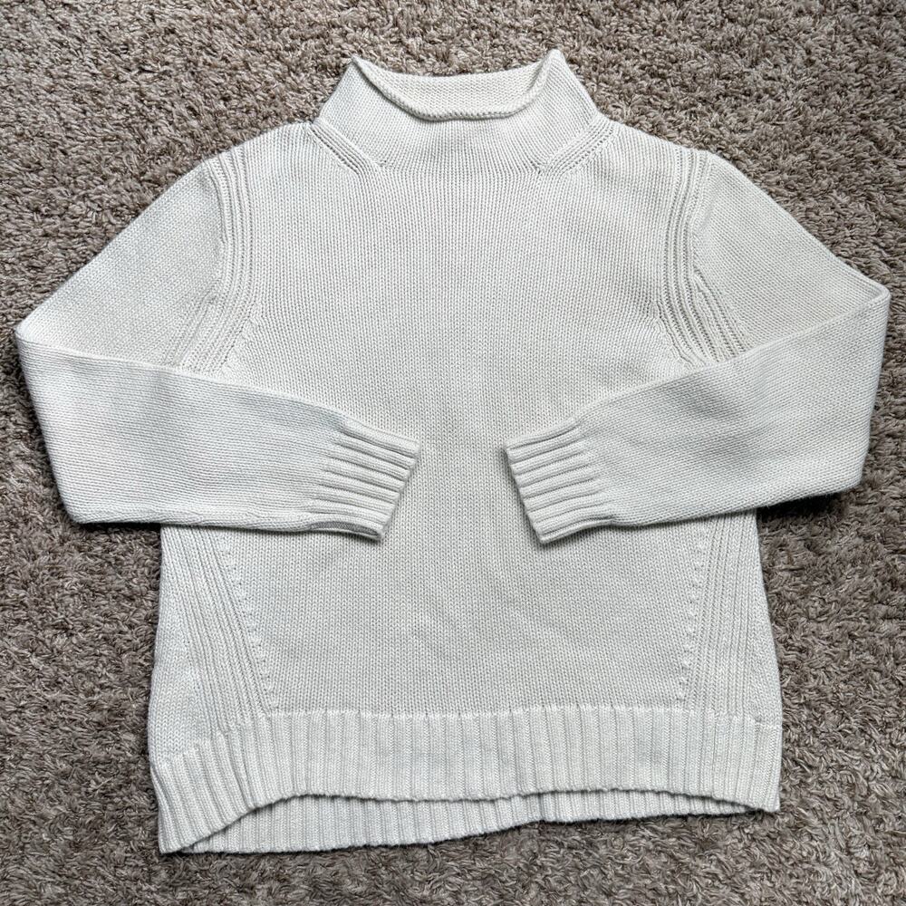 J. Crew Always Ivory Roll Neck Oarsman Fisherman Knit Sweater Women’s Size XL